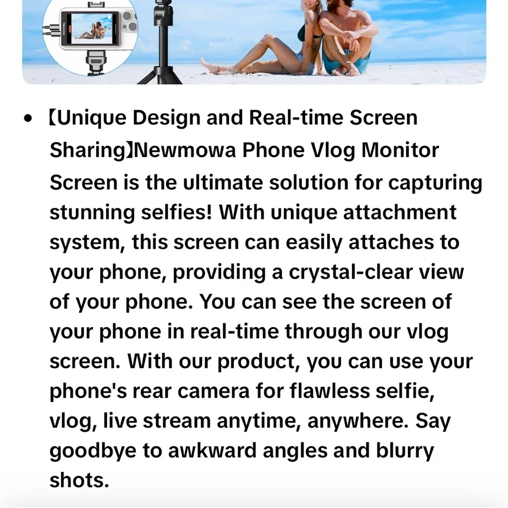 Magnetic Phone Vlog Selfie Screen - White